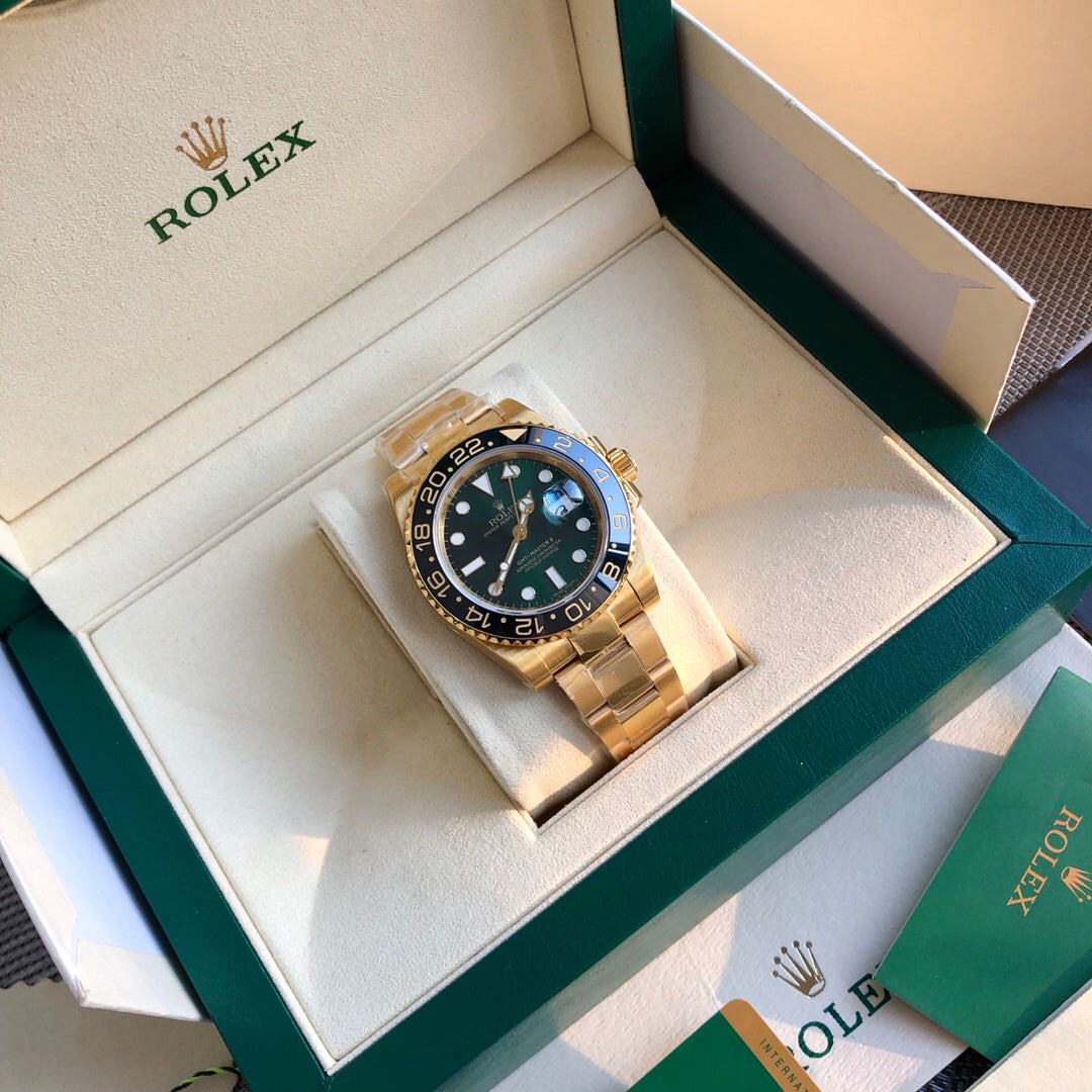 롤렉스 GMT-마스터 II 그린 다이얼 옐로우 골드 40mm