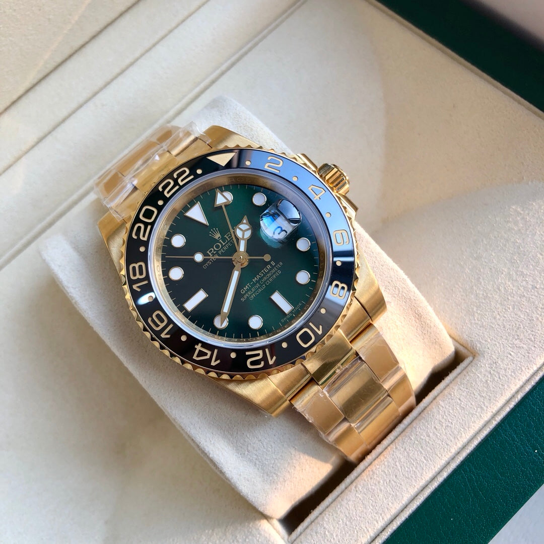 롤렉스 GMT-마스터 II 그린 다이얼 옐로우 골드 40mm