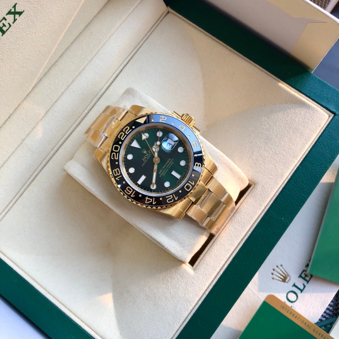 롤렉스 GMT-마스터 II 그린 다이얼 옐로우 골드 40mm
