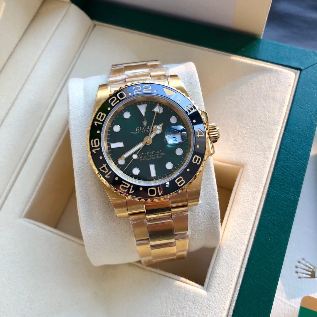 롤렉스 GMT-마스터 II 그린 다이얼 옐로우 골드 40mm