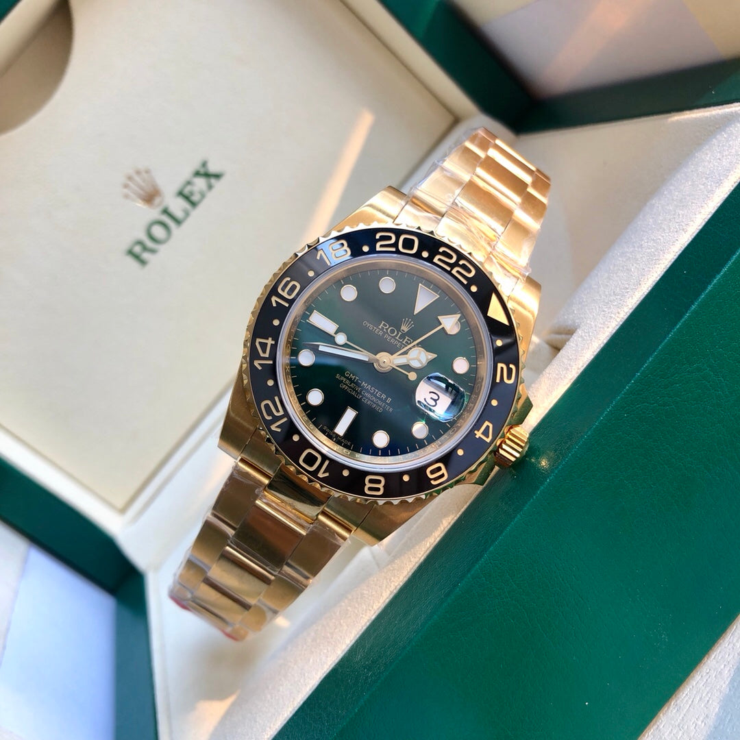 롤렉스 GMT-마스터 II 그린 다이얼 옐로우 골드 40mm