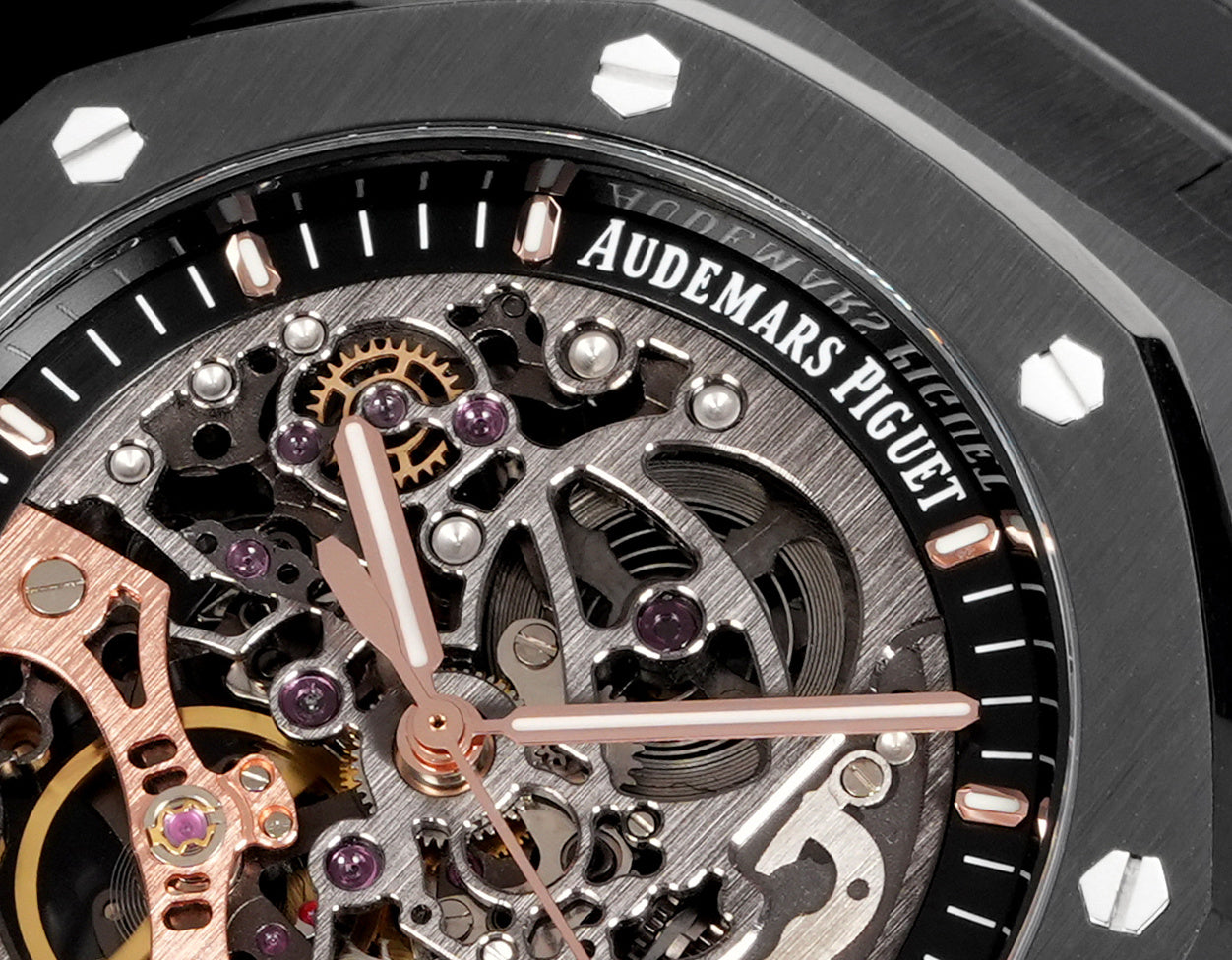 오데마피게 블랙 세라믹 로얄오크 더블 밸런스 휠 오픈워크 41mm