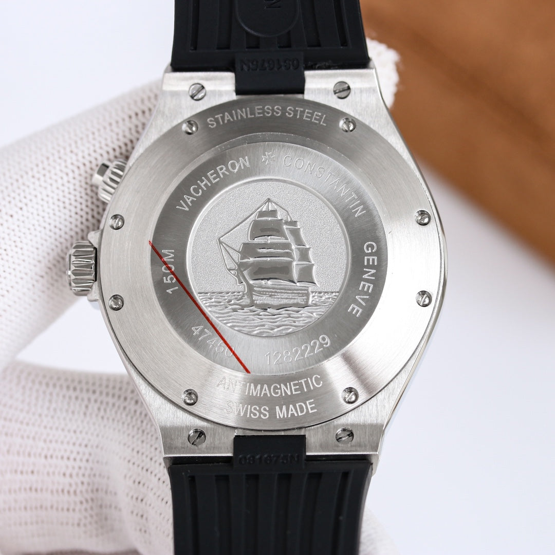 바쉐론 콘스탄틴 오버시즈 듀얼타임 문페이즈 41mm (실버 / 블랙)