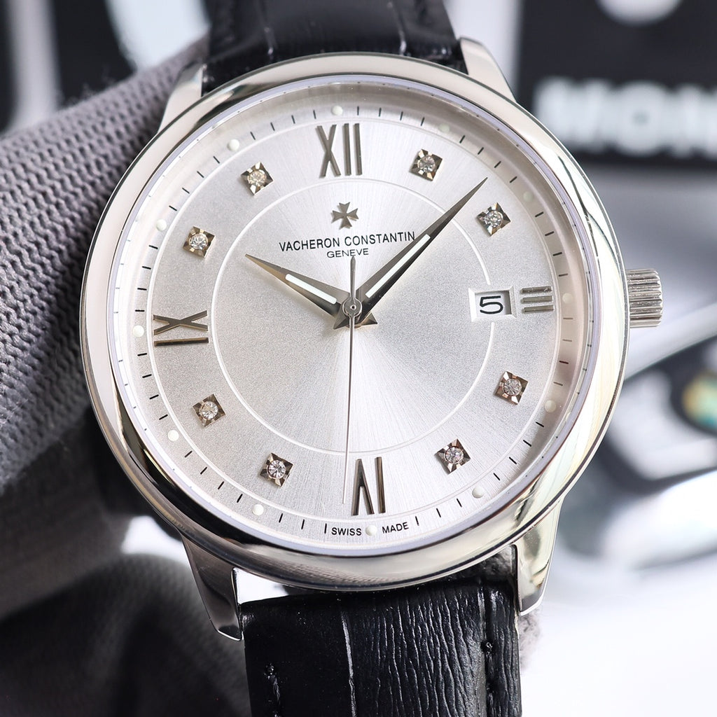 바쉐론 콘스탄틴 패트리모니 화이트 골드 다이아 인덱스 34mm (실버·블랙) 크로노미터 로얄