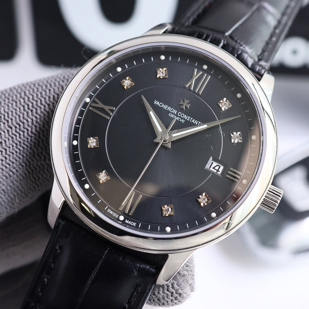 바쉐론 콘스탄틴 패트리모니 화이트 골드 다이아 인덱스 34mm (실버·블랙) 크로노미터 로얄