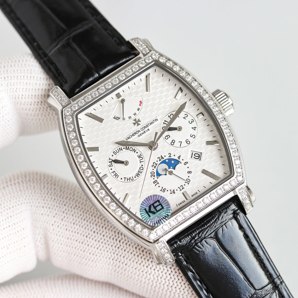 바쉐론 콘스탄틴 톤노형 멀티캘린더 다이아 베젤 40mm (실버 / 블랙)