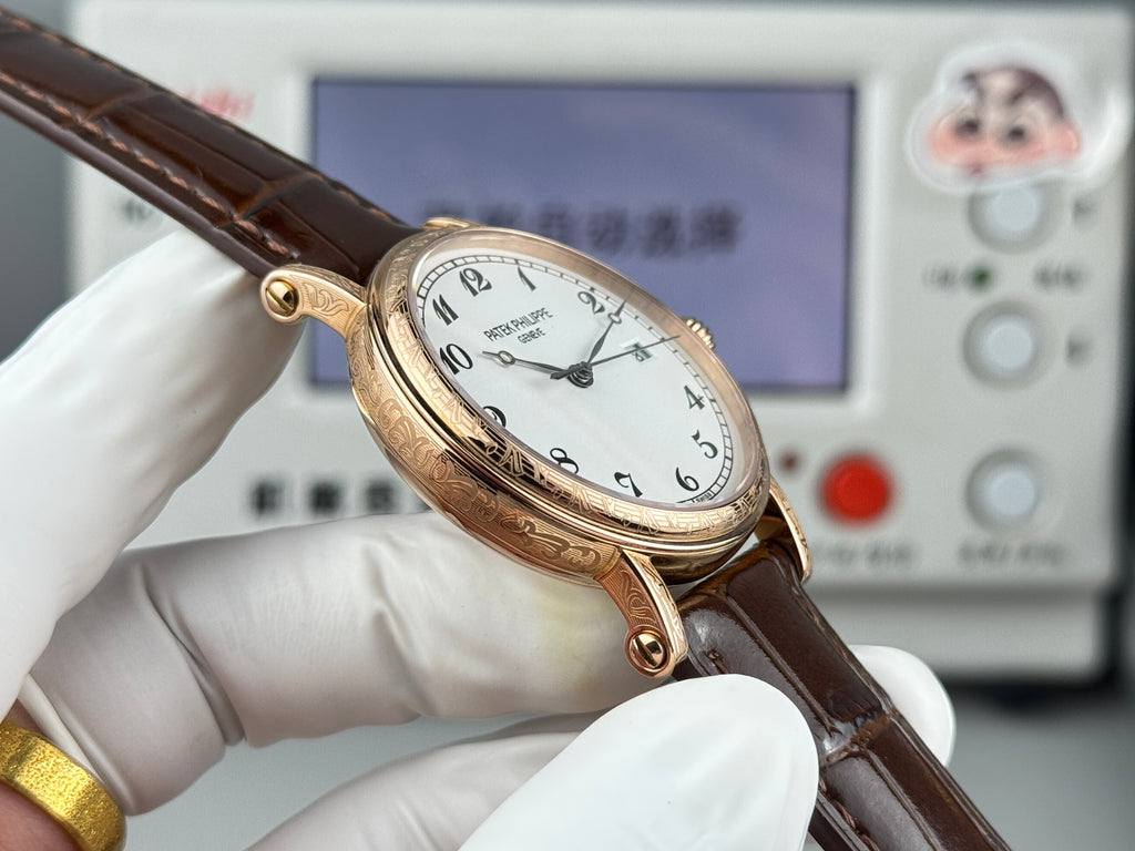 파텍필립 칼라트라바 오피서 로즈 골드 화이트 다이얼