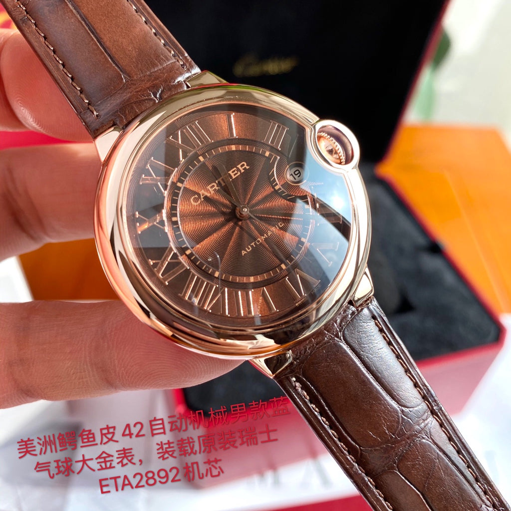 까르띠에 발롱 블루 42mm 초콜릿 핑크골드
