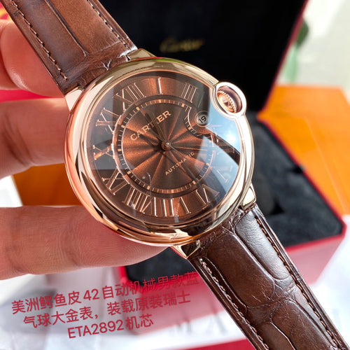 까르띠에 발롱 블루 42mm 초콜릿 핑크골드