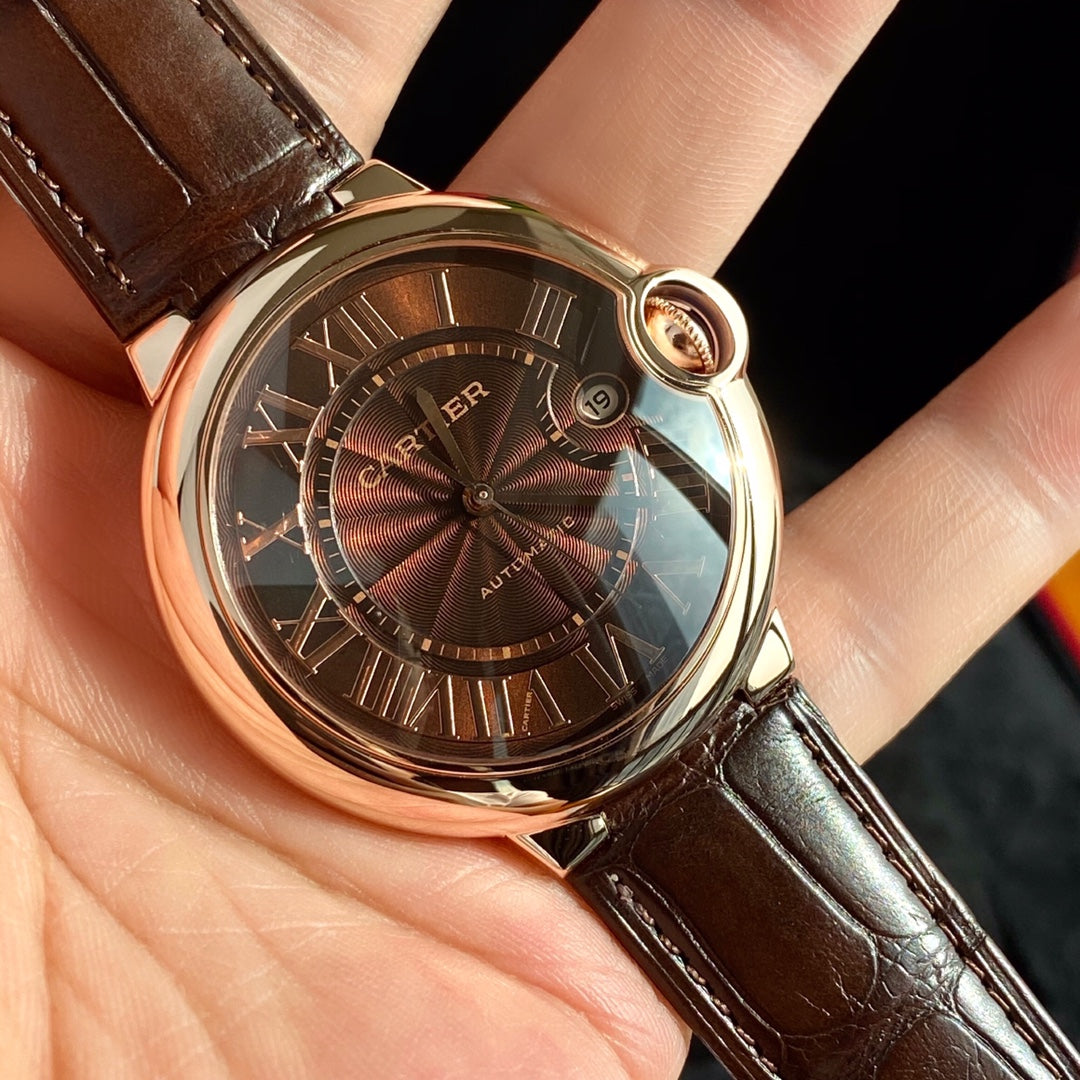 까르띠에 발롱 블루 42mm 초콜릿 핑크골드