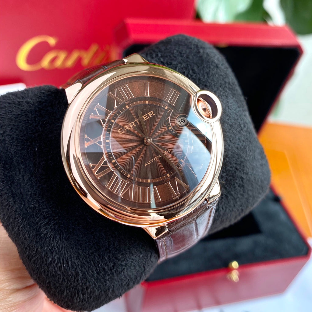까르띠에 발롱 블루 42mm 초콜릿 핑크골드