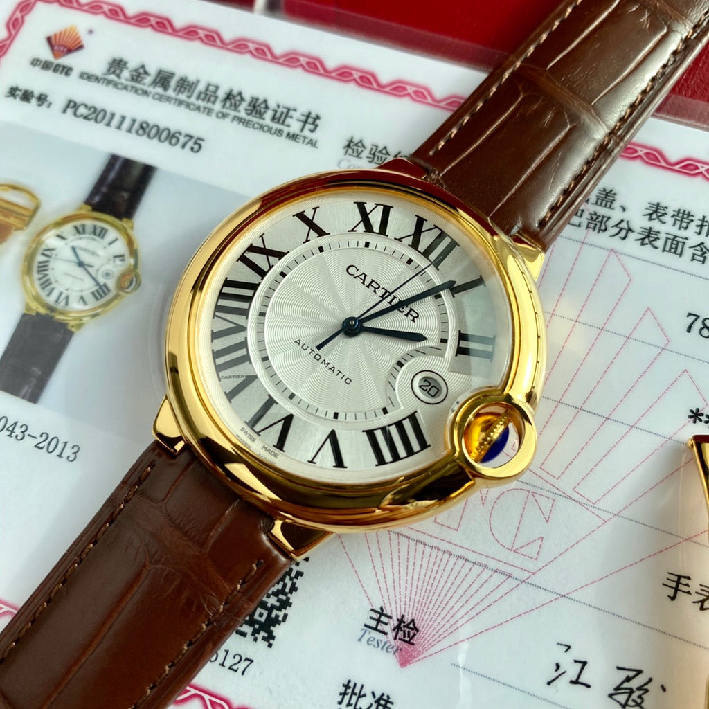 까르띠에 발롱 블루 42mm 화이트 핑크골드