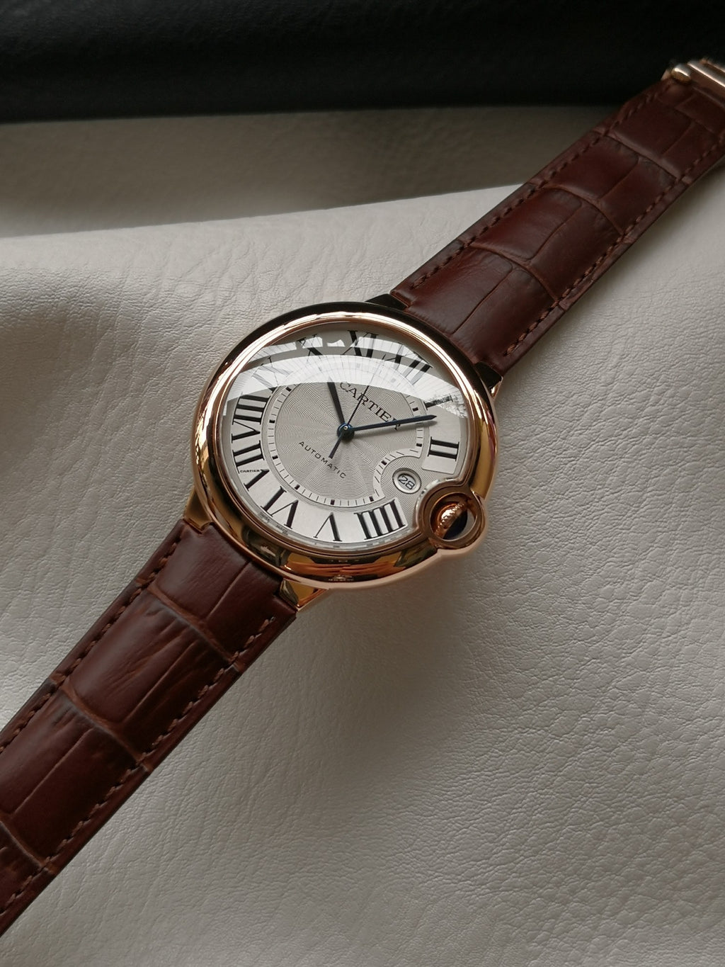 까르띠에 발롱 블루 42mm 화이트 핑크골드
