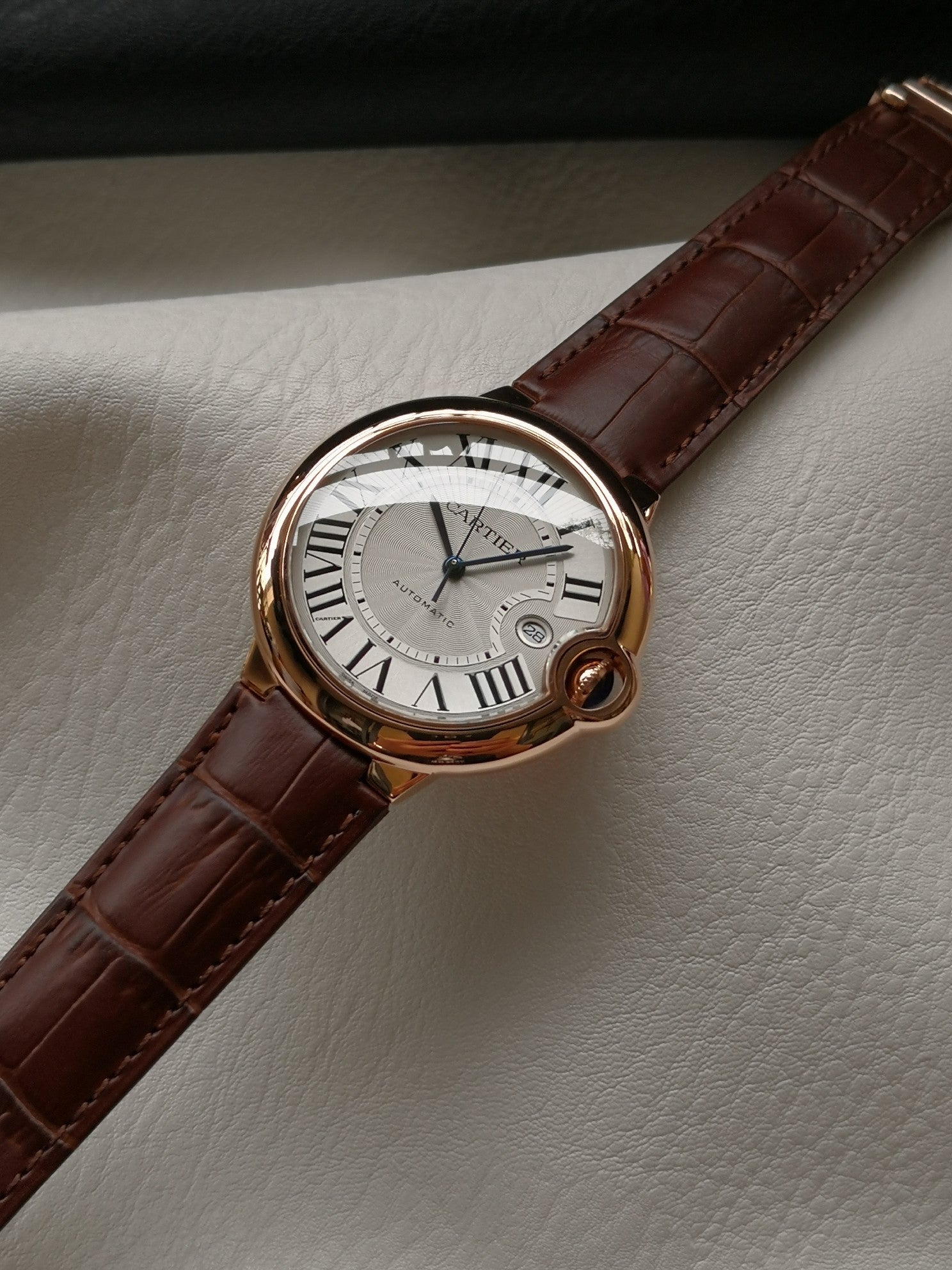 까르띠에 발롱 블루 42mm 화이트 핑크골드