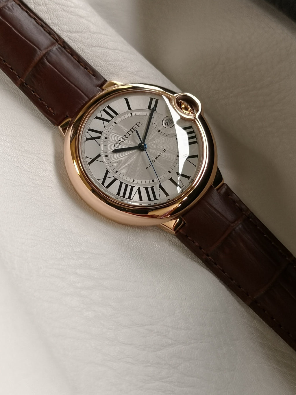 까르띠에 발롱 블루 42mm 화이트 핑크골드