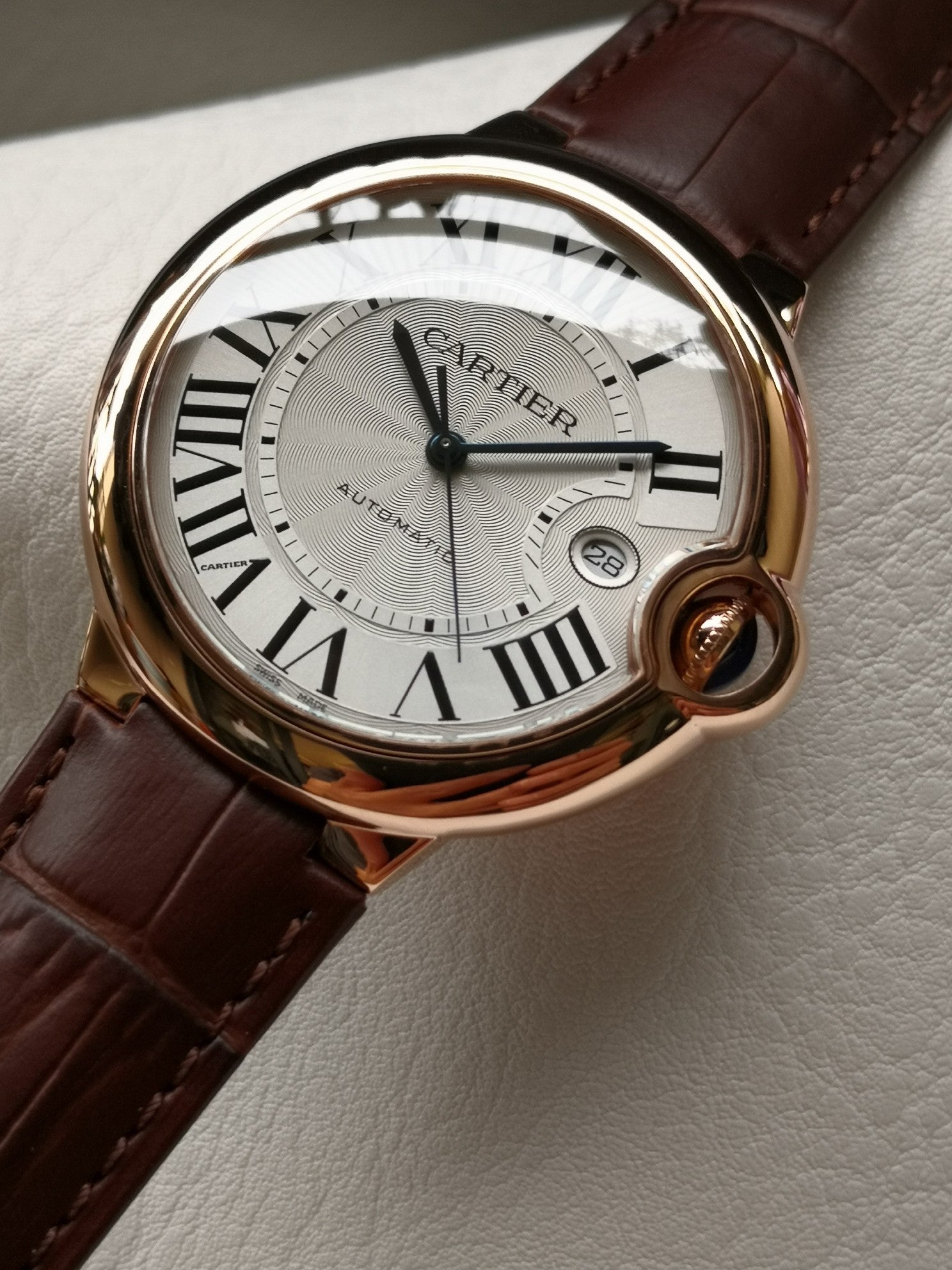 까르띠에 발롱 블루 42mm 화이트 핑크골드
