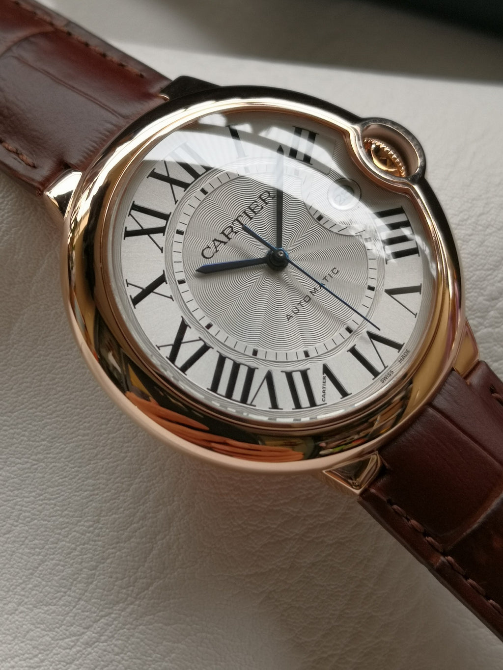 까르띠에 발롱 블루 42mm 화이트 핑크골드