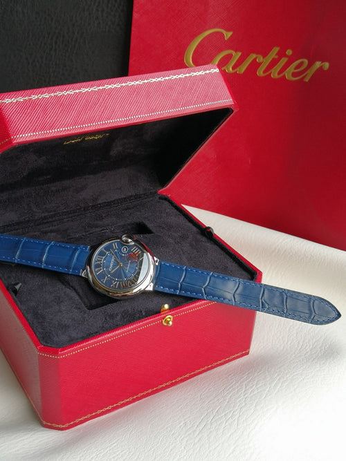 까르띠에 발롱 블루 42mm 블루 레더