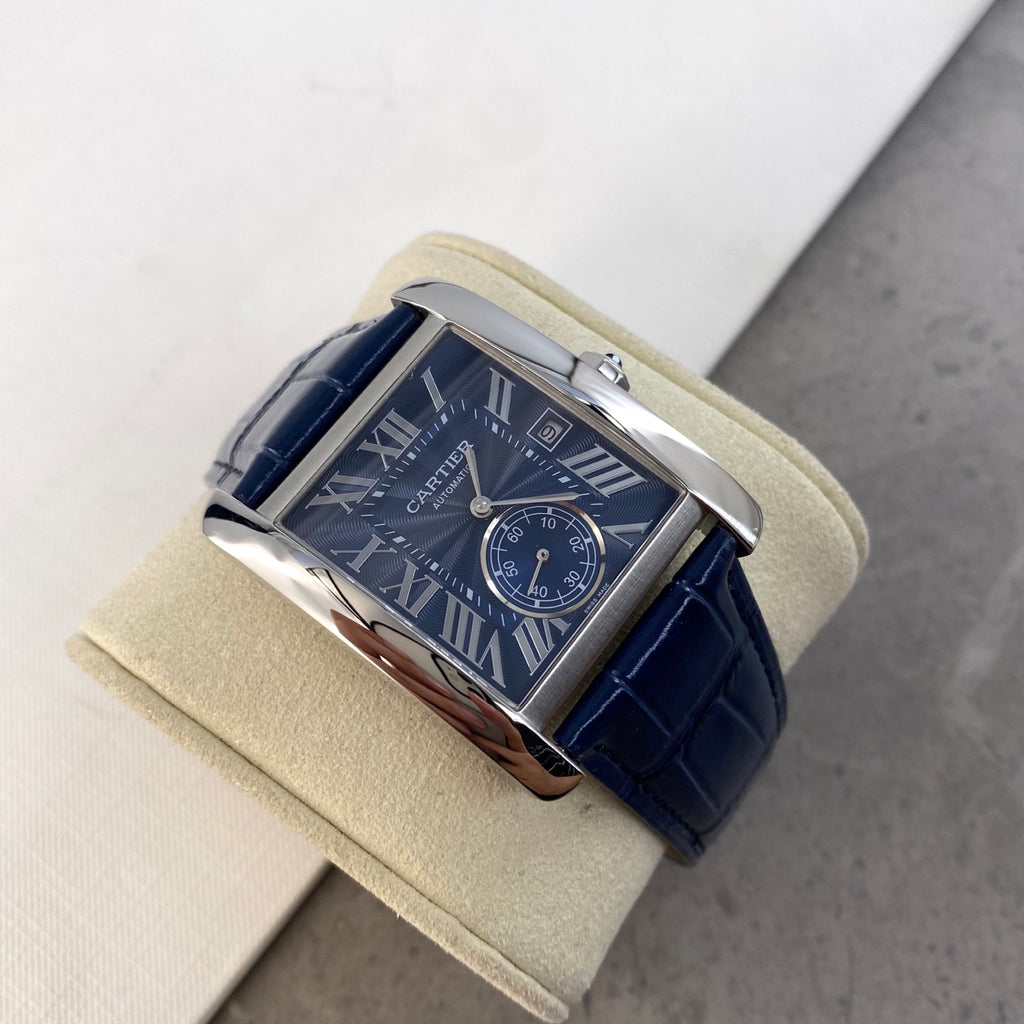 까르띠에 탱크 MC 34mm 블루 레더