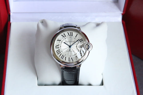까르띠에 발롱 블루 실버 스틸 가죽 42mm 발롱블루
