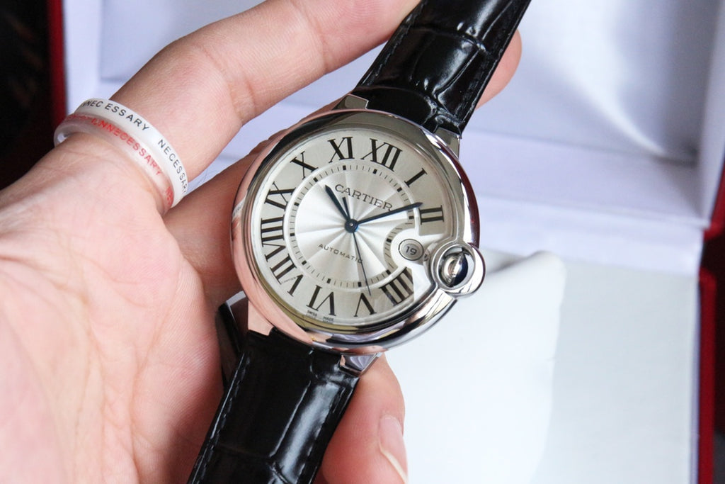 까르띠에 발롱 블루 실버 스틸 가죽 42mm 발롱블루