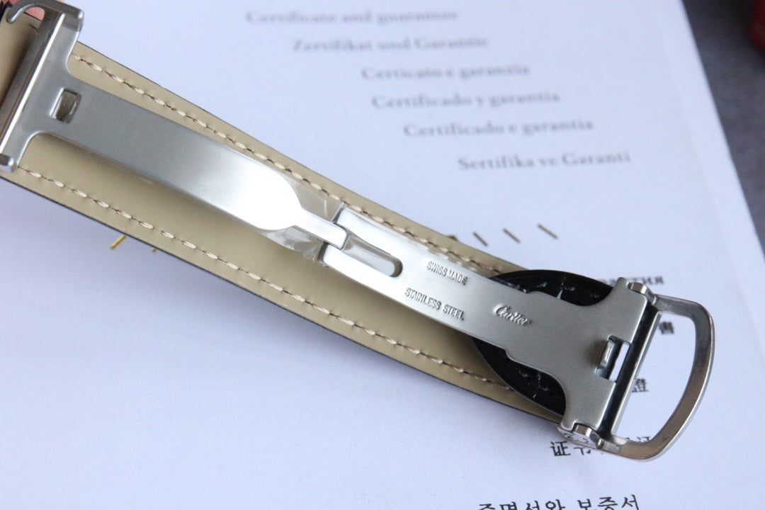 까르띠에 발롱 블루 실버 스틸 가죽 42mm 발롱블루