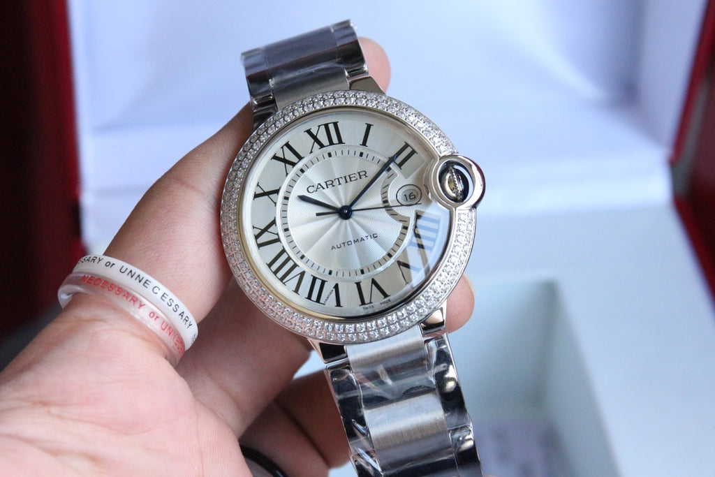 까르띠에 화이트골드 발롱블루 42mm 다이아베젤