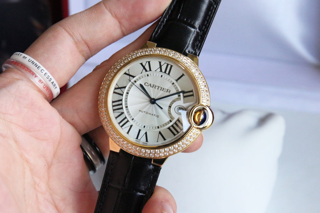 까르띠에 핑크골드 발롱블루 42mm 다이아베젤