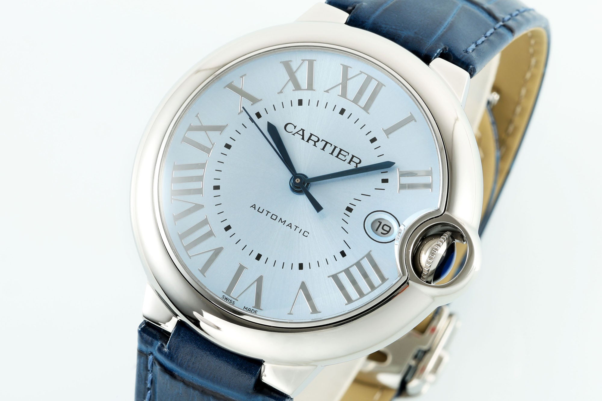 까르띠에 발롱 블루 42mm 스틸 레더