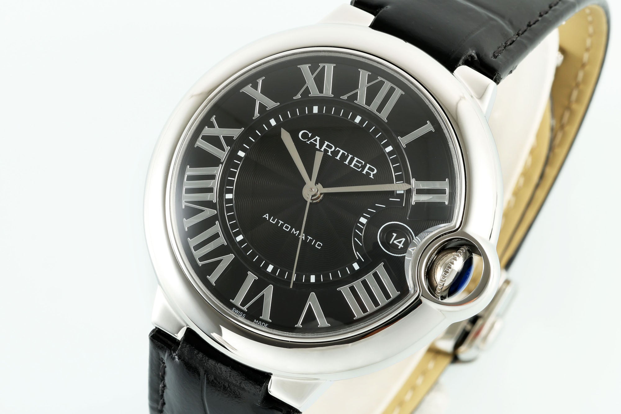 까르띠에 발롱 블루 42mm 블랙 레더