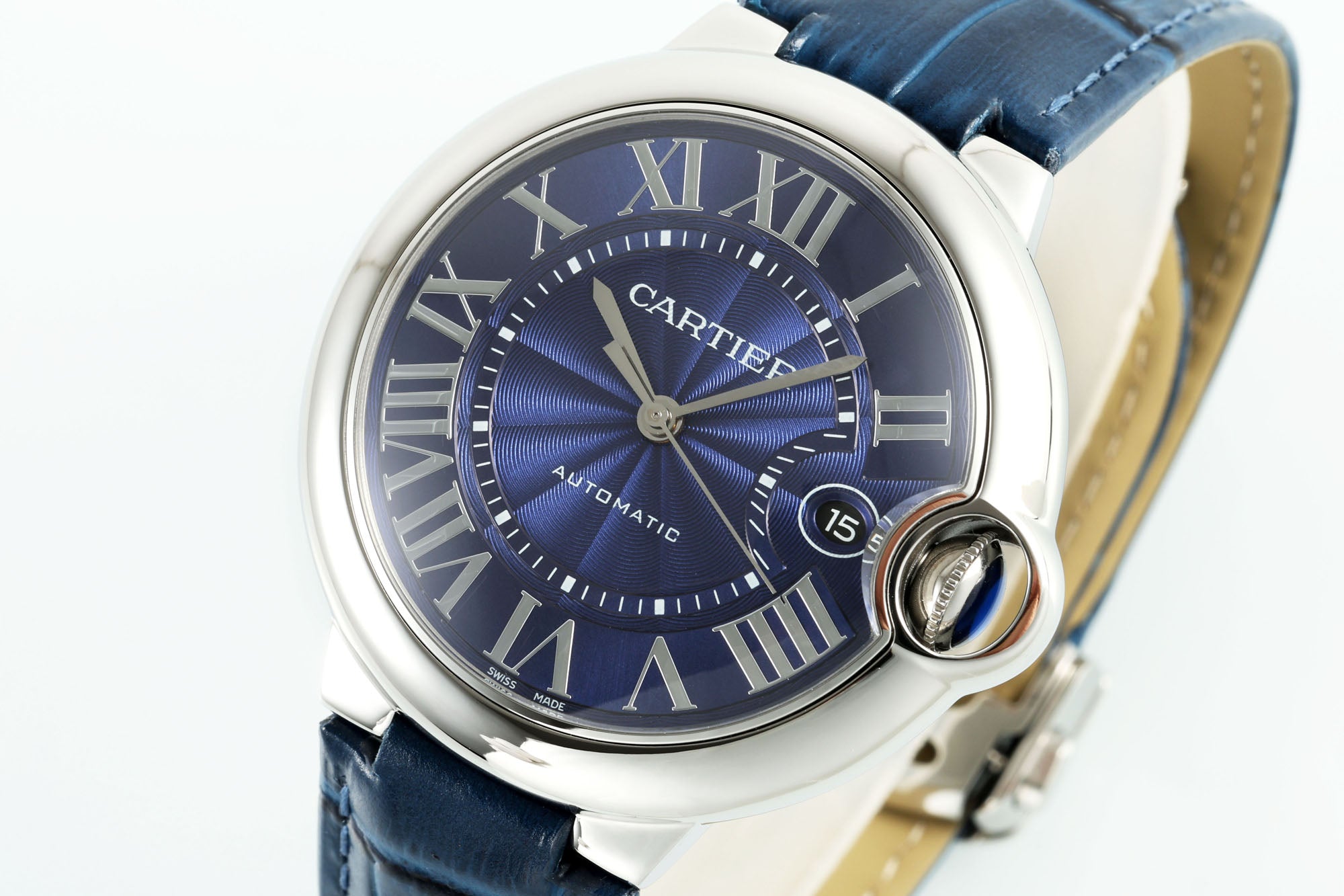 까르띠에 발롱 블루 42mm 블루 레더