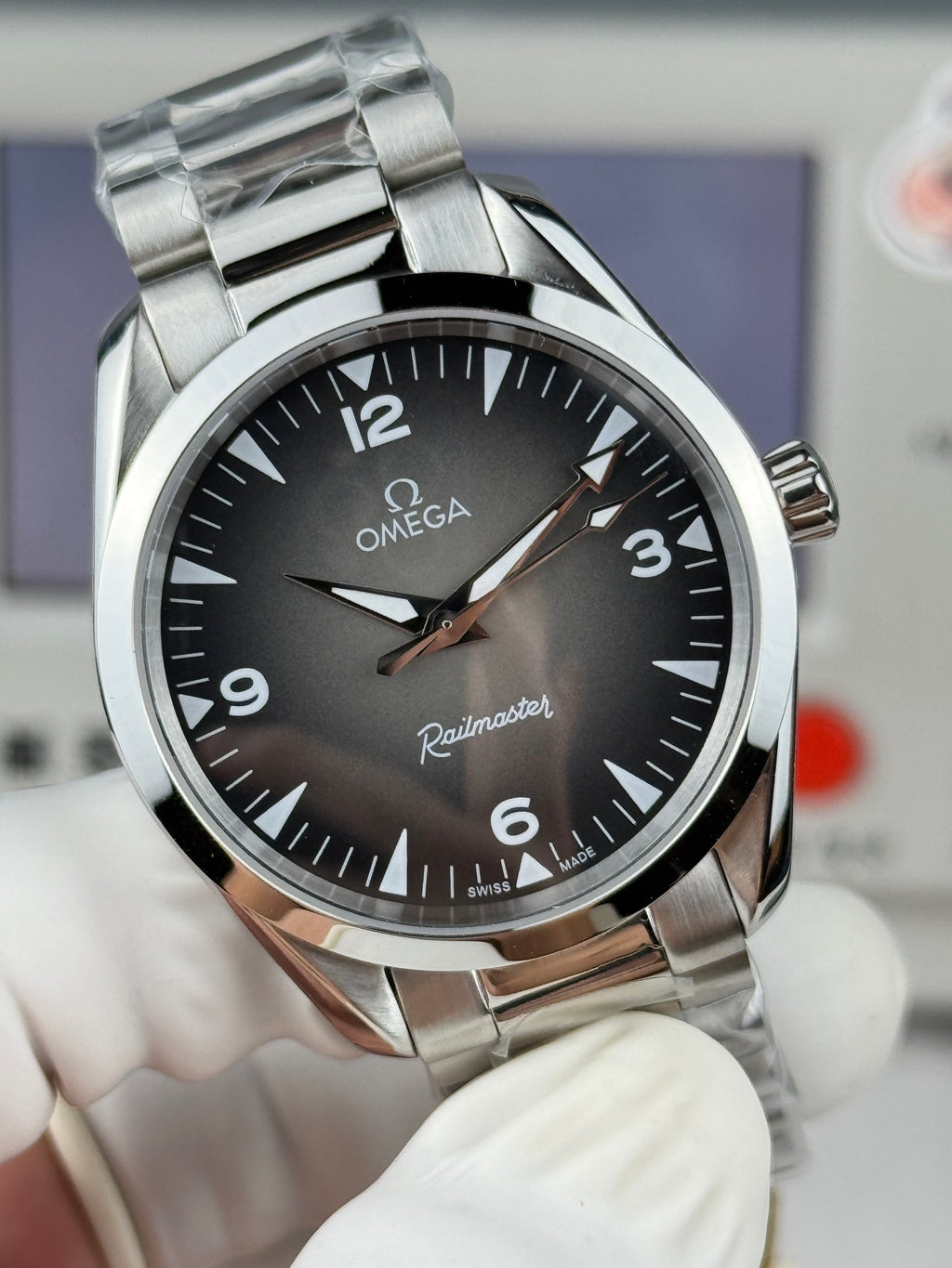오메가 씨마스터 레일마스터 그레이 시계 38mm 레일마스터