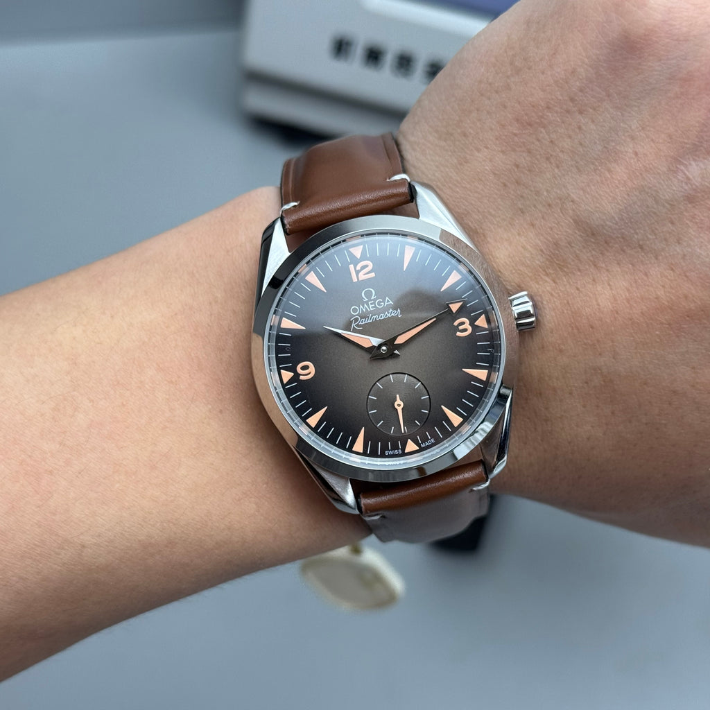 오메가 씨마스터 레일마스터 브라운 시계 38mm 레일마스터