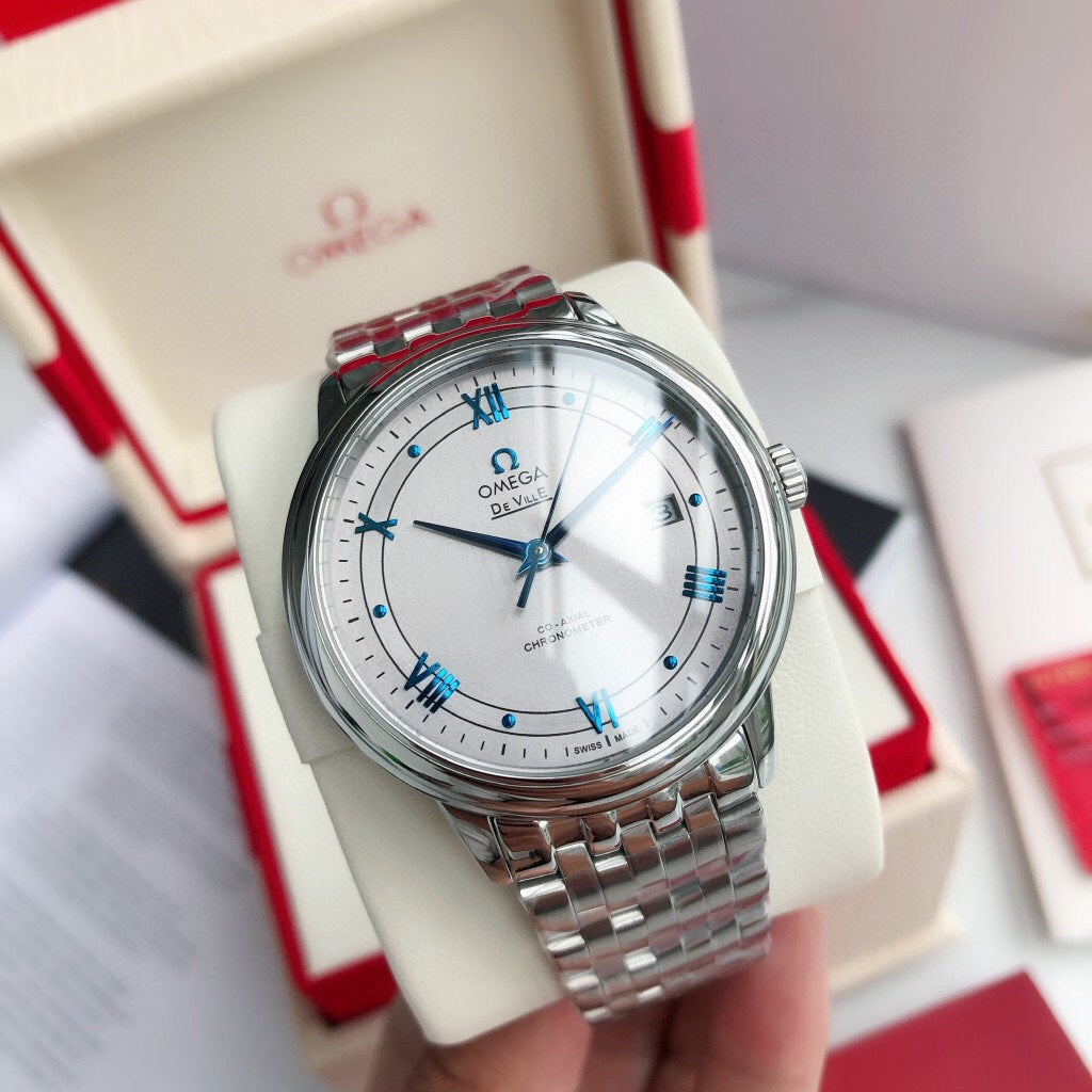 오메가 드 빌 프레스티지 코-액시얼 39.5mm 실버 블루
