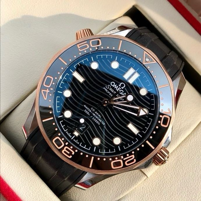 오메가 씨마스터 다이버 300M 블랙 세드나 골드 시계 42mm 흑콤