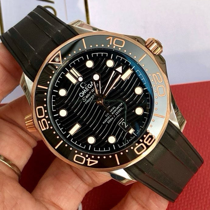 오메가 씨마스터 다이버 300M 블랙 세드나 골드 시계 42mm 흑콤