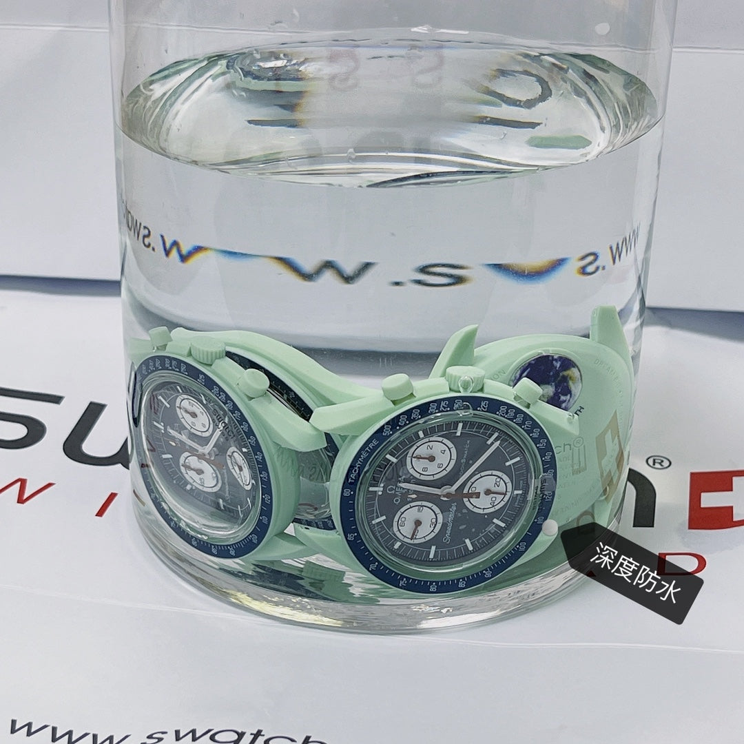 스와치 x 오메가 바이오세라믹 문스와치 그린 네이비 42mm 미션 온 어스