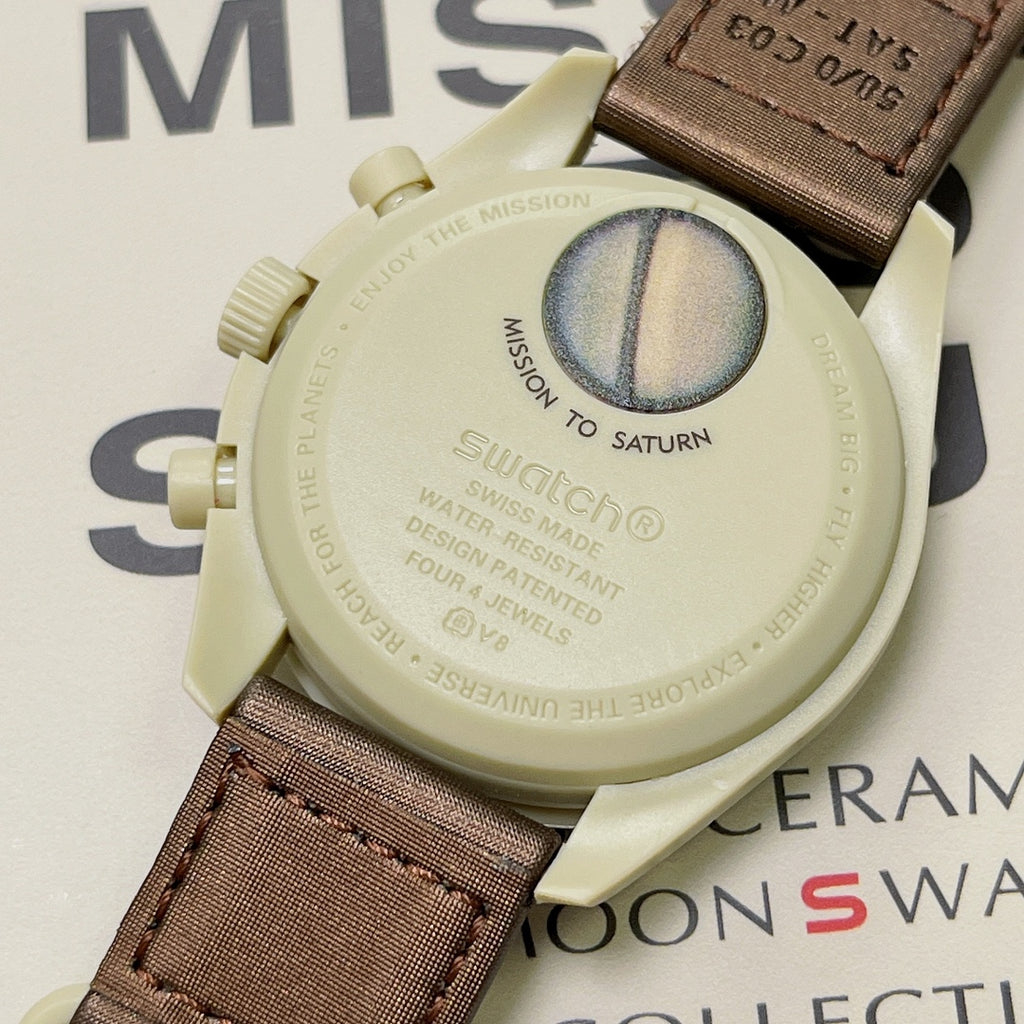 스와치 x 오메가 바이오세라믹 문스와치 브라운 베이지 42mm 미션 투 새턴