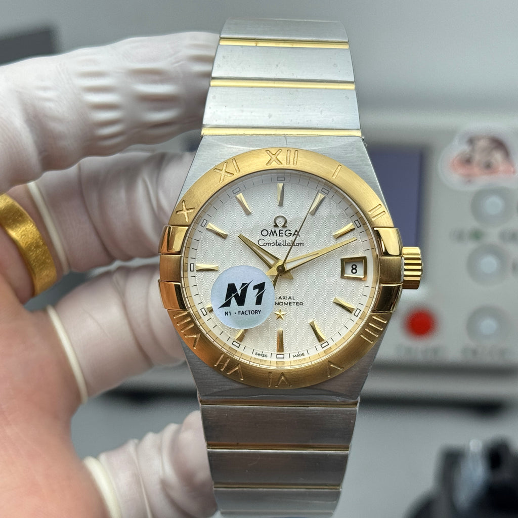 오메가 컨스텔레이션 실버 18K 옐로우 골드 콤비 오토매틱 38mm 쿼츠