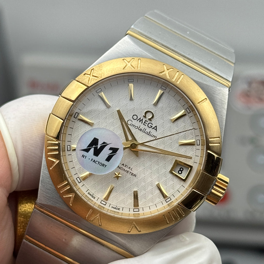 오메가 컨스텔레이션 실버 18K 옐로우 골드 콤비 오토매틱 38mm 쿼츠