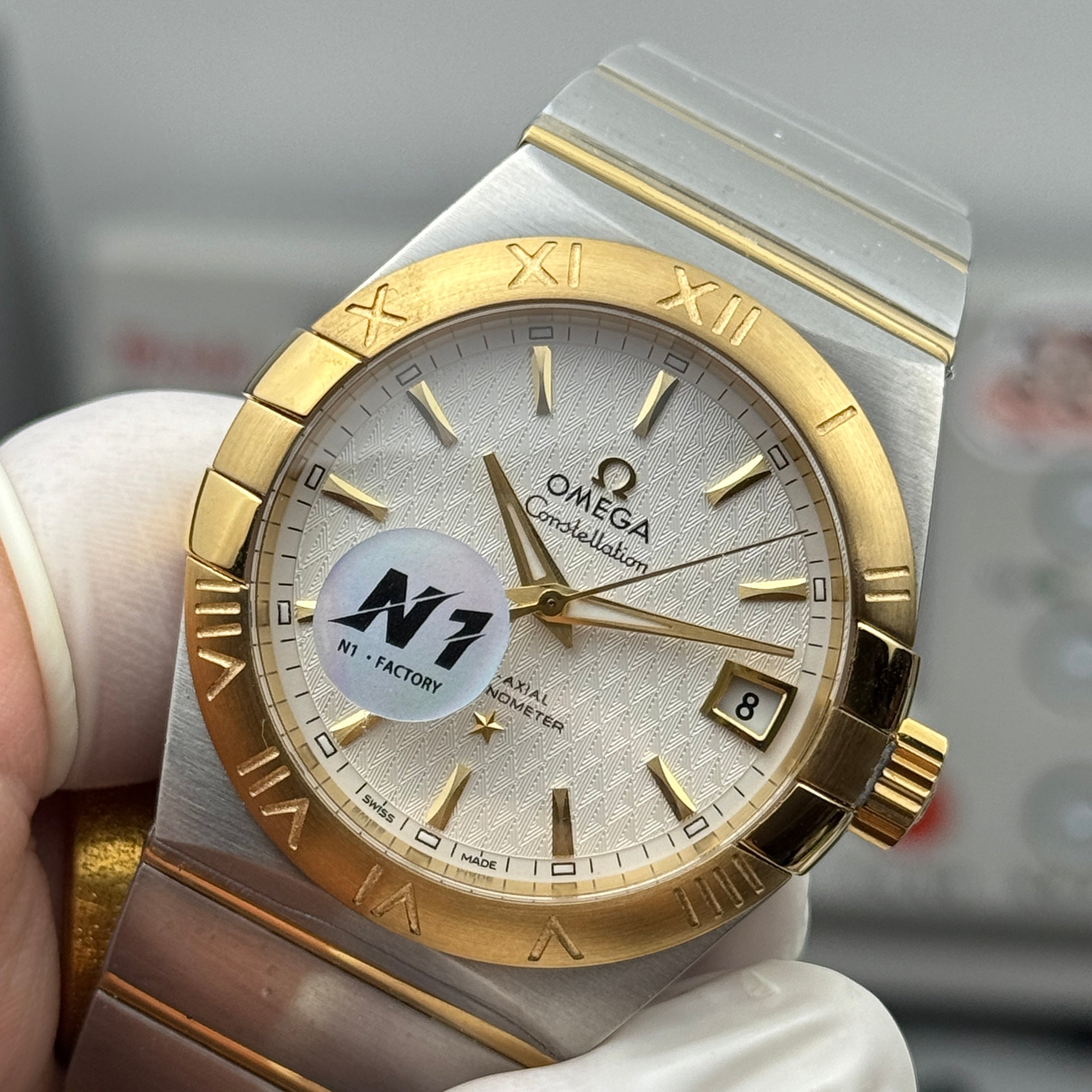 오메가 컨스텔레이션 실버 18K 옐로우 골드 콤비 오토매틱 38mm 쿼츠
