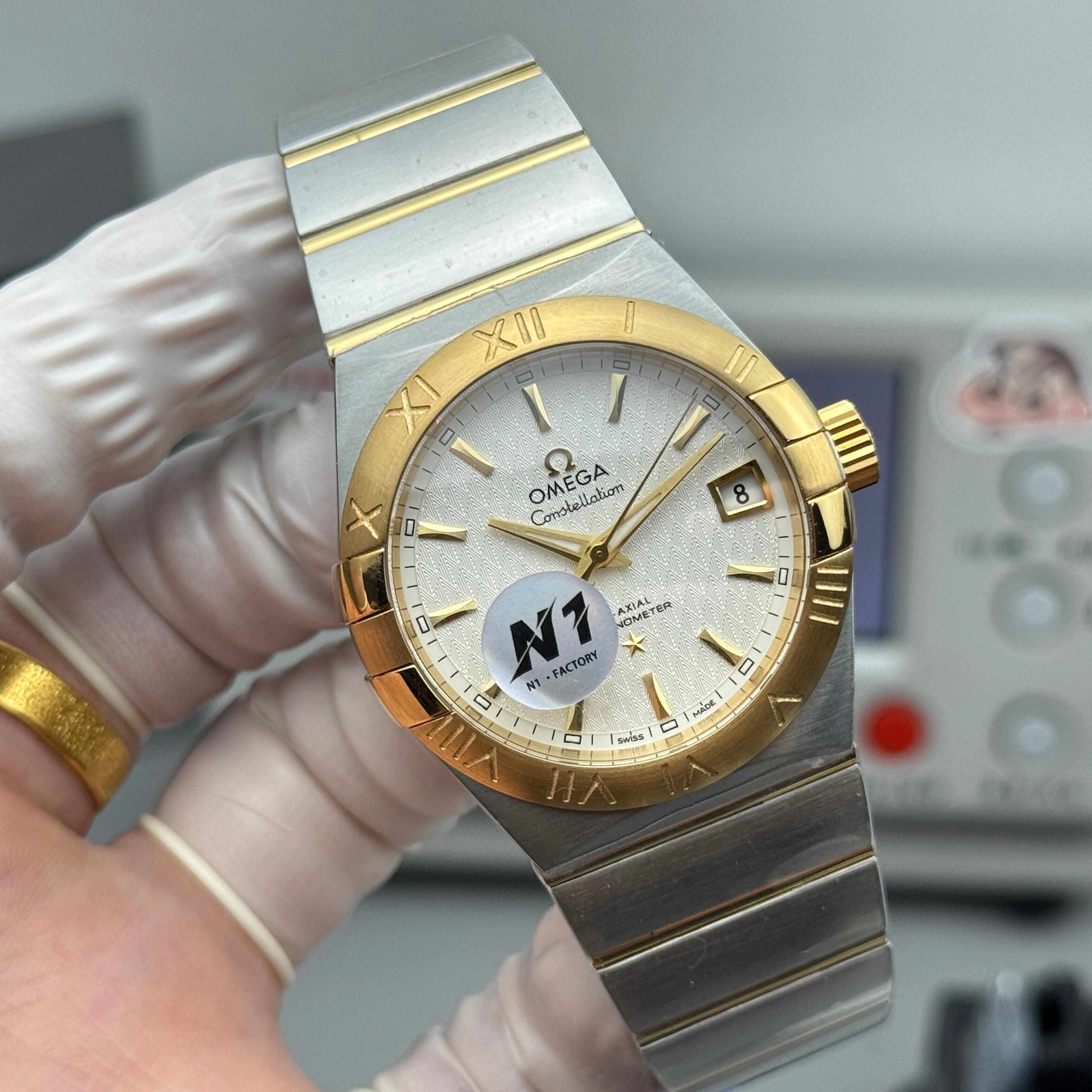 오메가 컨스텔레이션 실버 18K 옐로우 골드 콤비 오토매틱 38mm 쿼츠