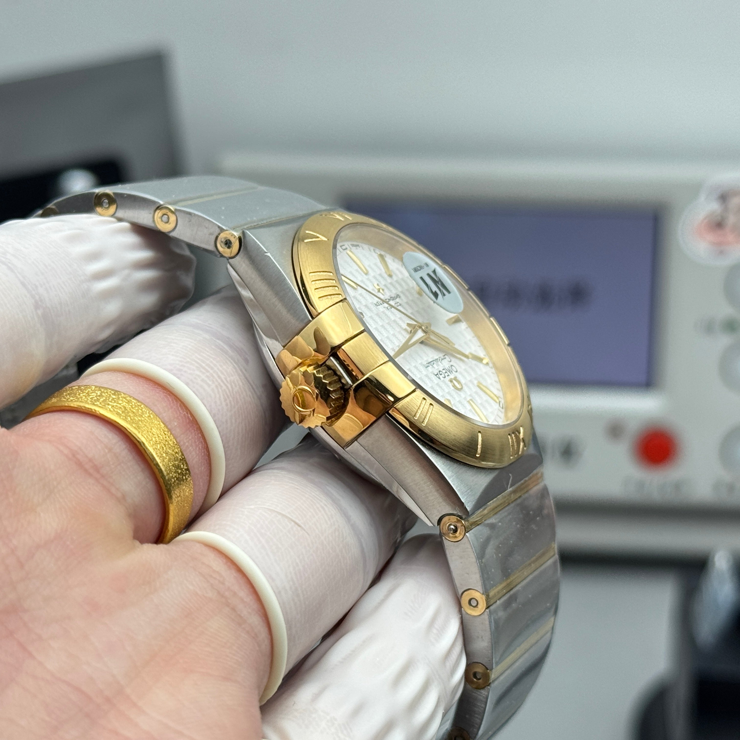 오메가 컨스텔레이션 실버 18K 옐로우 골드 콤비 오토매틱 38mm 쿼츠