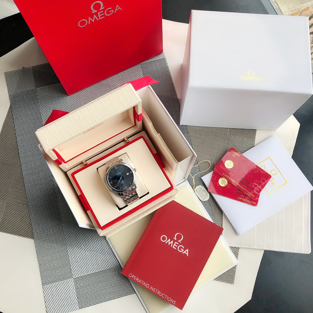 오메가 드 빌 프레스티지 오르비스 스틸 블루 39.5mm 청판