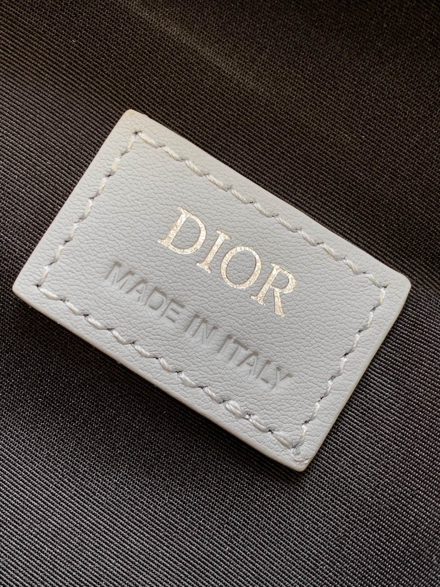 디올 CD 다이아몬드 캔버스 스무스 카프스킨 새들백 그레이