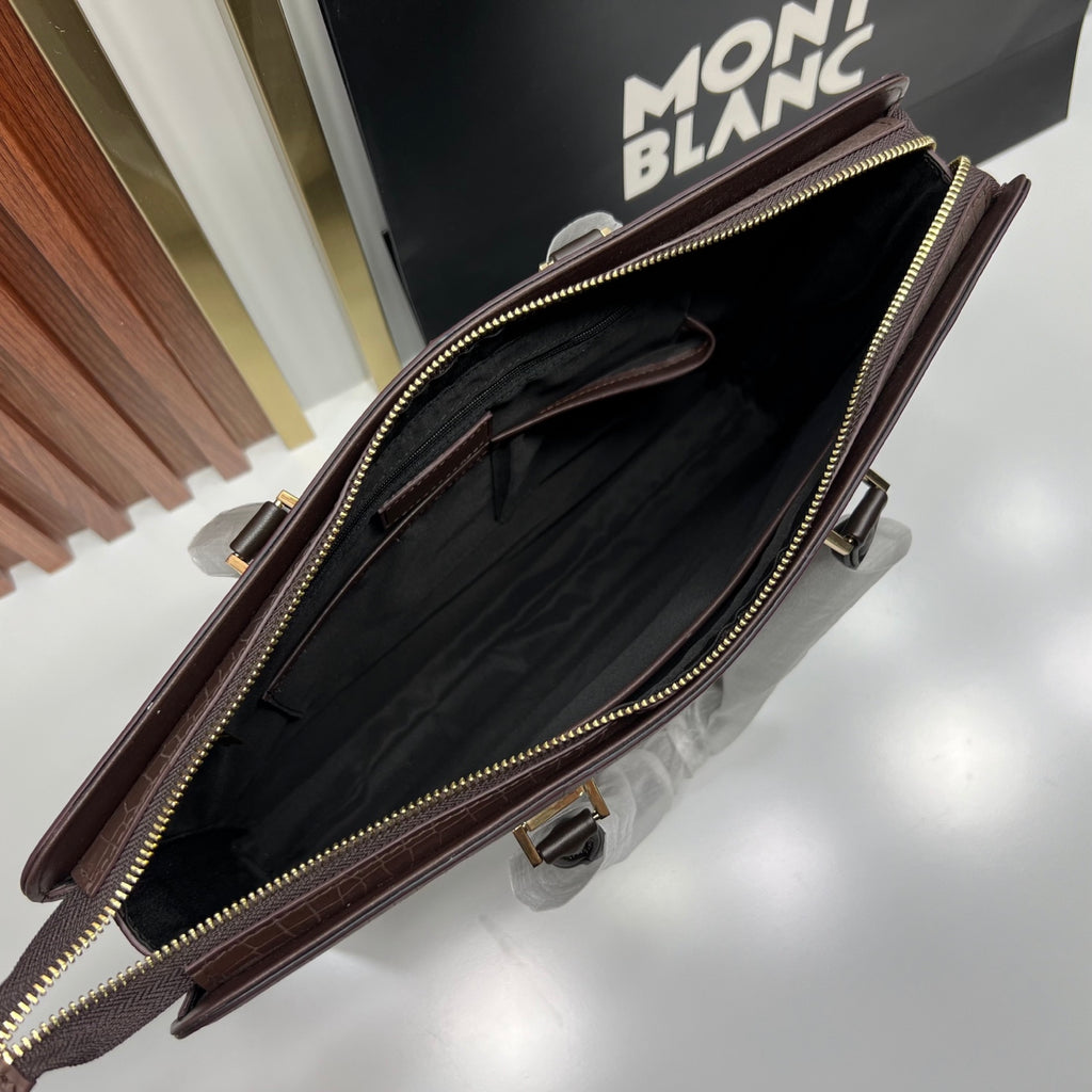 몽블랑 브라운 크로코 엠보싱 마이스터스튁 도큐먼트 케이스