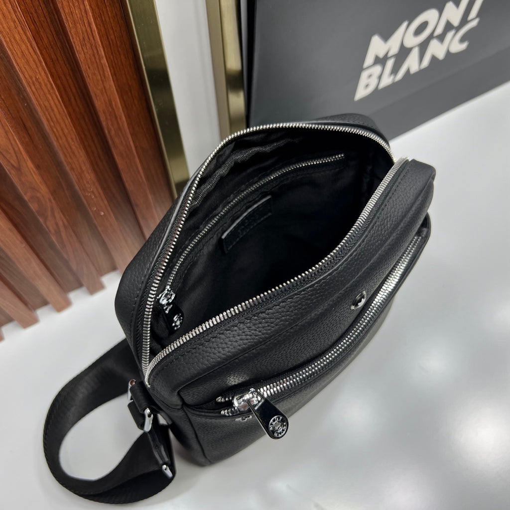 몽블랑 블랙 사토리얼 가죽 나노 메신저백