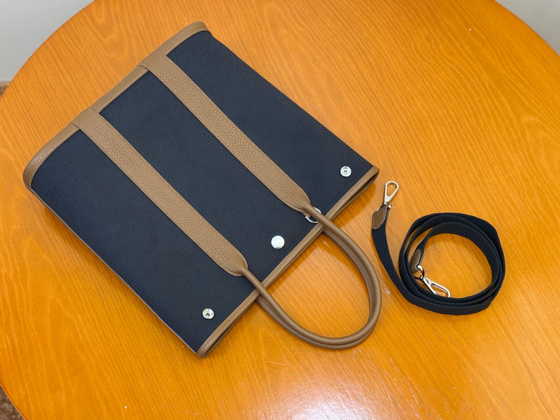 에르메스 블랙 하바나 가든 파일 28 캔버스 레더 토트백