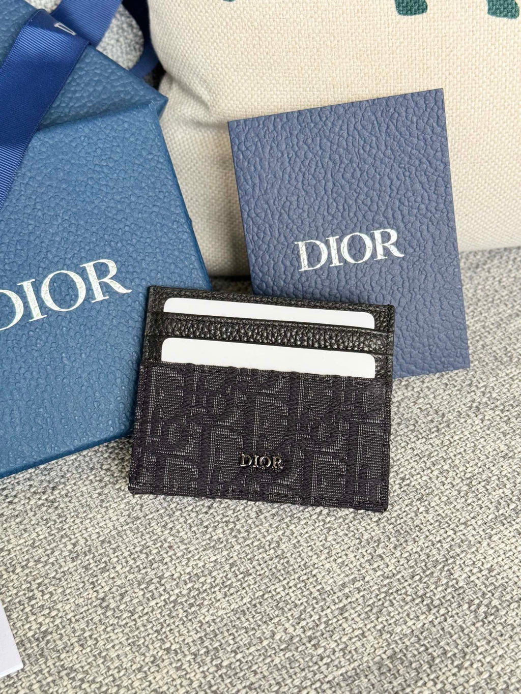 디올 블랙 Dior Oblique 자카드 카드 홀더