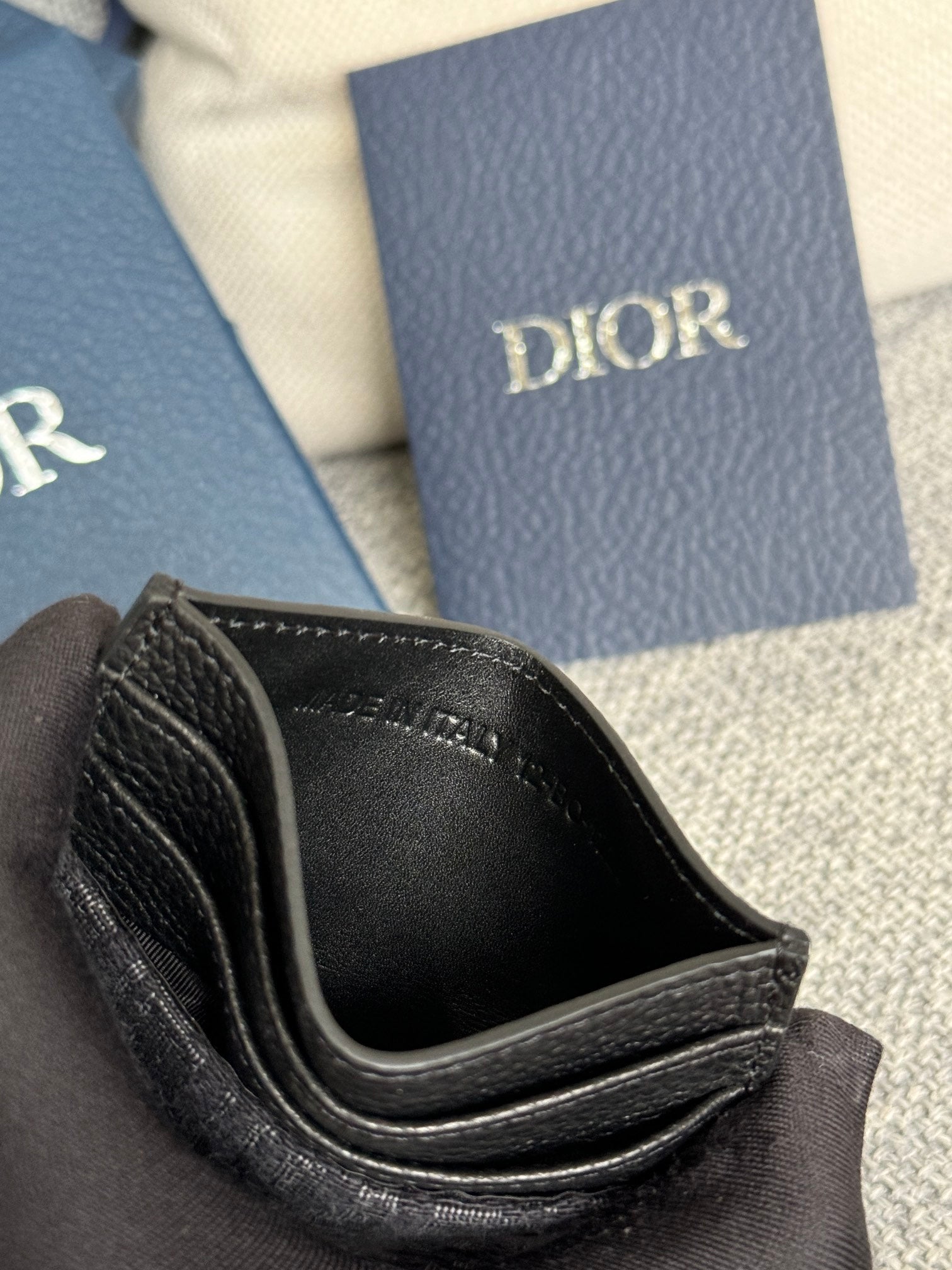 디올 블랙 Dior Oblique 자카드 카드 홀더